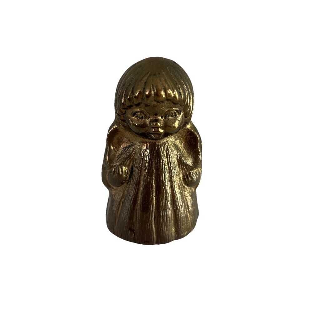 Vintage Brass Angel Bell Figurine, Working Bell